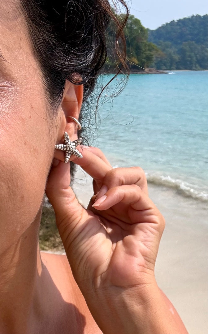 STAR FISH STUD SILVER EARING